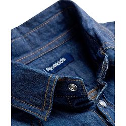 Pine Kids Denim Woven Full Sleeves Washed Shirt - Blue