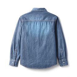 Pine Kids Denim Woven Full Sleeves Washed Shirt - Blue