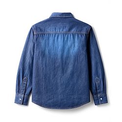 Pine Kids Denim Woven Full Sleeves Washed Shirt - Blue