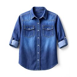 Pine Kids Denim Woven Full Sleeves Washed Shirt - Blue