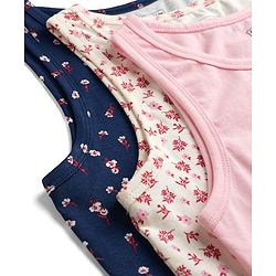 Pine Kids Cotton Lycra Knit Sleeveless Vests with Floral Print Pack of 3 (Color May Vary)