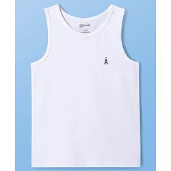 Pine Kids Cotton Lycra Knit Sleeveless Solid Colour Vests Pack Of 5 - White
