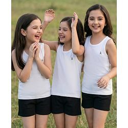 Pine Kids Cotton Lycra Knit Sleeveless Solid Colour Vests Pack Of 3 - White