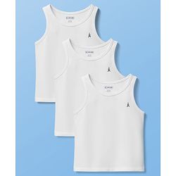 Pine Kids Cotton Lycra Knit Sleeveless Solid Colour Vests Pack Of 3 - White