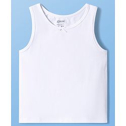 Pine Kids Cotton Knit Sleeveless Solid Colour Vests - White