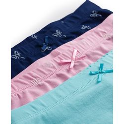 Pine Kids Cotton Elastane Knit Hipster with Bow Print Pack of 3 - ( Colour May Vary)