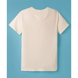Pine Kids Cotton Knit Half Sleeves T-Shirt With Surfing Print - White
