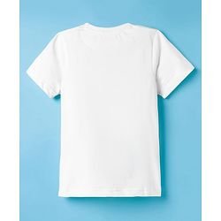 Pine Kids Cotton Knit Half Sleeves T-Shirt With Boat Print - White