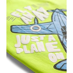 Pine Kids 100% Cotton Knit Half Sleeves Aeroplane Printed T-Shirt - Lime Green