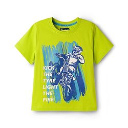 Pine Kids 100% Cotton Knit Half Sleeves Bike Printed T-Shirt - Lime Green