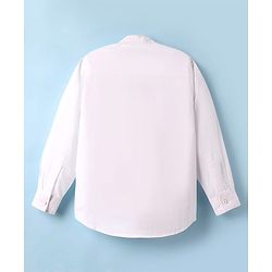 Pine Kids 100% Cotton Woven Full Sleeves Mandarin Collar Solid Shirt - White