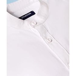 Pine Kids 100% Cotton Woven Full Sleeves Mandarin Collar Solid Shirt - White