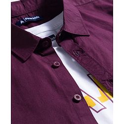 Pine Kids Cotton Woven Half Sleeves Solid Colour Shirt with T-Shirt - Maroon