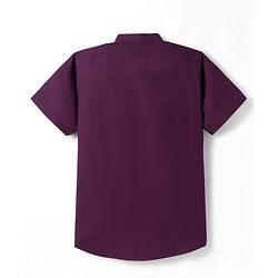Pine Kids Cotton Woven Half Sleeves Solid Colour Shirt with T-Shirt - Maroon