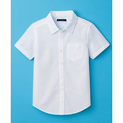Pine Kids Cotton Woven Half Sleeves Solid Shirt - White