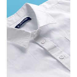 Pine Kids Cotton Woven Half Sleeves Solid Shirt - White