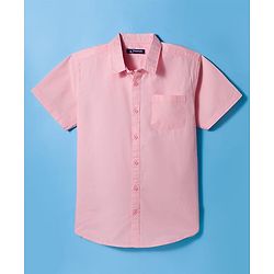 Pine Kids Cotton Woven Half Sleeves Solid Shirt - White