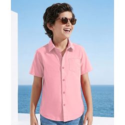 Pine Kids Cotton Woven Half Sleeves Solid Shirt - White