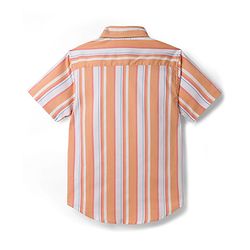 Pine Kids Cotton Woven Half Sleeves Shirt With Stripes - Orange