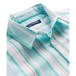 Pine Kids Cotton Woven Half Sleeves Shirt With Stripes - Light Blue