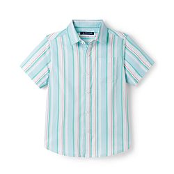 Pine Kids Cotton Woven Half Sleeves Shirt With Stripes - Light Blue