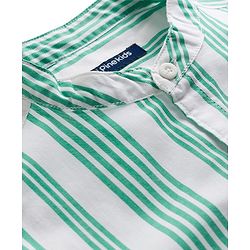 Pine Kids Cotton Woven Full Sleeves Shirt With Stripes - Green