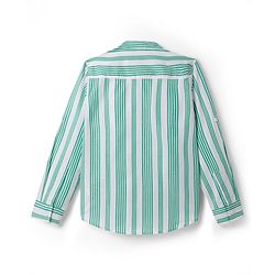 Pine Kids Cotton Woven Full Sleeves Shirt With Stripes - Green