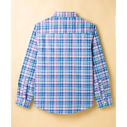 Pine Kids Cotton Woven Half Sleeves Checks Shirt With Printed T-Shirt - Blue