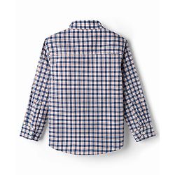 Pine Kids Cotton Woven Full Sleeves Checks Shirt With T-Shirt  - White & Navy
