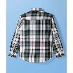 Pine Kids Cotton Woven Full Sleeves Checks Shirt With Printed T-Shirt - Green & White