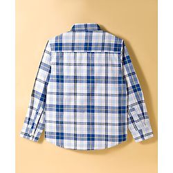 Pine Kids Cotton Woven Full Sleeves Checks Shirt With Printed T-Shirt - Blue & White