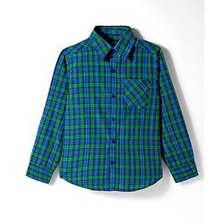 Pine Kids Cotton Woven Full Sleeves Checks Shirt With Printed Shirt - Teal Blue & White