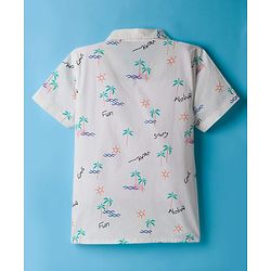 Pine Kids Cotton Woven Half Sleeves Shirt with Sunny Day Print - White