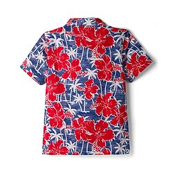 Pine Kids Cotton Woven Half Sleeves Shirt with Floral Print - Red