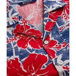Pine Kids Cotton Woven Half Sleeves Shirt with Floral Print - Red