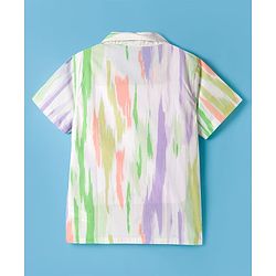 Pine Kids Cotton Woven Half Sleeves Printed Shirt - White