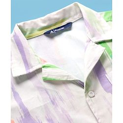 Pine Kids Cotton Woven Half Sleeves Printed Shirt - White