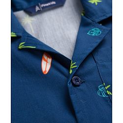 Pine Kids Cotton Woven Half Sleeves Shirt with Tropical Theme Print - Blue