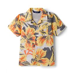 Pine Kids Cotton Woven Half Sleeves Shirt with Floral Print - Beige