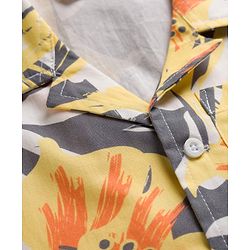 Pine Kids Cotton Woven Half Sleeves Shirt with Floral Print - Beige