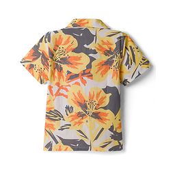 Pine Kids Cotton Woven Half Sleeves Shirt with Floral Print - Beige