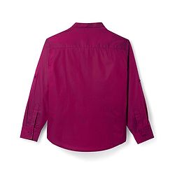 Pine Kids Cotton Woven Full Sleeves Mandarin Collar Solid Colour Shirt - Maroon