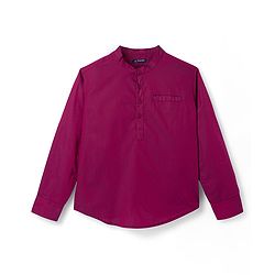 Pine Kids Cotton Woven Full Sleeves Mandarin Collar Solid Colour Shirt - Maroon