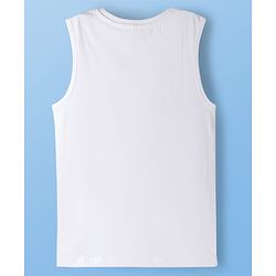 Pine Kids 100% Cotton Woven Half Sleeves Checks Sleeves With Sleeveless Tank T-Shirt With Text Print - Red