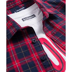 Pine Kids Cotton Woven Half Sleeves Checkered Shirt with Inner Tee - Red