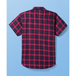 Pine Kids Cotton Woven Half Sleeves Checkered Shirt with Inner Tee - Red