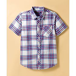 Pine Kids Cotton Woven Half Sleeves Checks Shirt With T-Shirt  - Multicolour