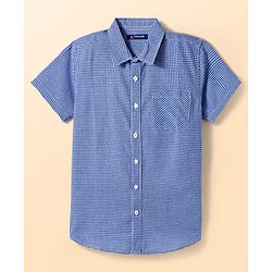 Pine Kids Cotton Woven Half Sleeves Checks Shirt With Inner Tee - Blue