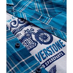 Pine Kids Cotton Woven Half Sleeves Checks Shirt With T-Shirt - Blue