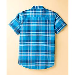 Pine Kids Cotton Woven Half Sleeves Checks Shirt With T-Shirt - Blue